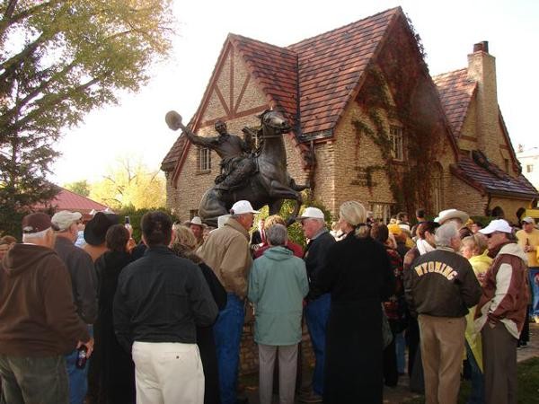 Talk About Your Cowboy (Life Size) monumental bronze by D. Michael Thomas