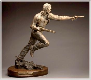 Nate Champion's Last Run bronze sculpture by D. Michael Thomas