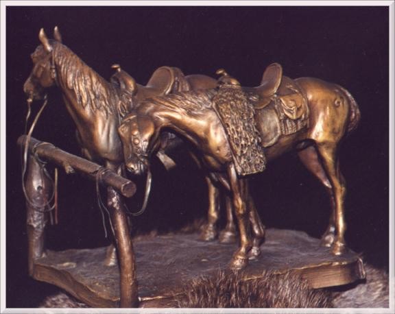 Still Waitin' bronze sculpture by D. Michael Thomas