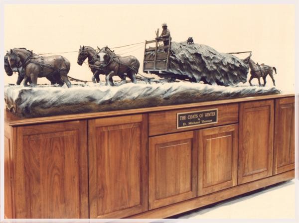 The Coats of Winter monumental bronze by D. Michael Thomas