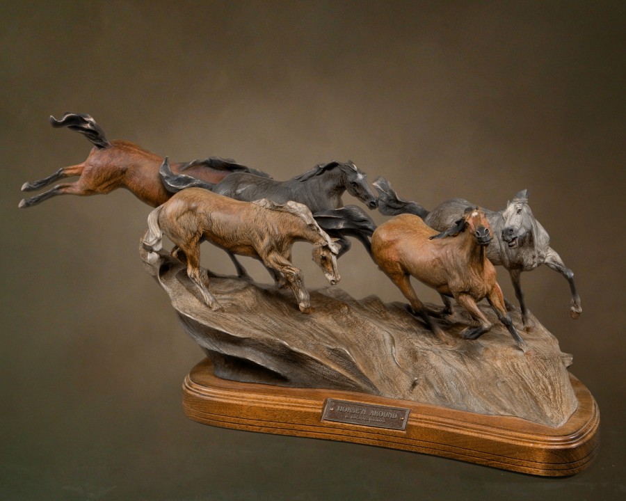 Horsin' Around bronze sculpture by D. Michael Thomas