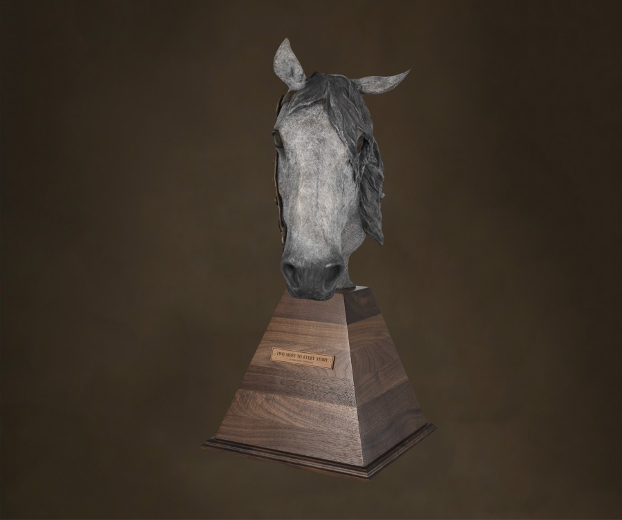 Two Sides to Every Story monumental bronze by D. Michael Thomas